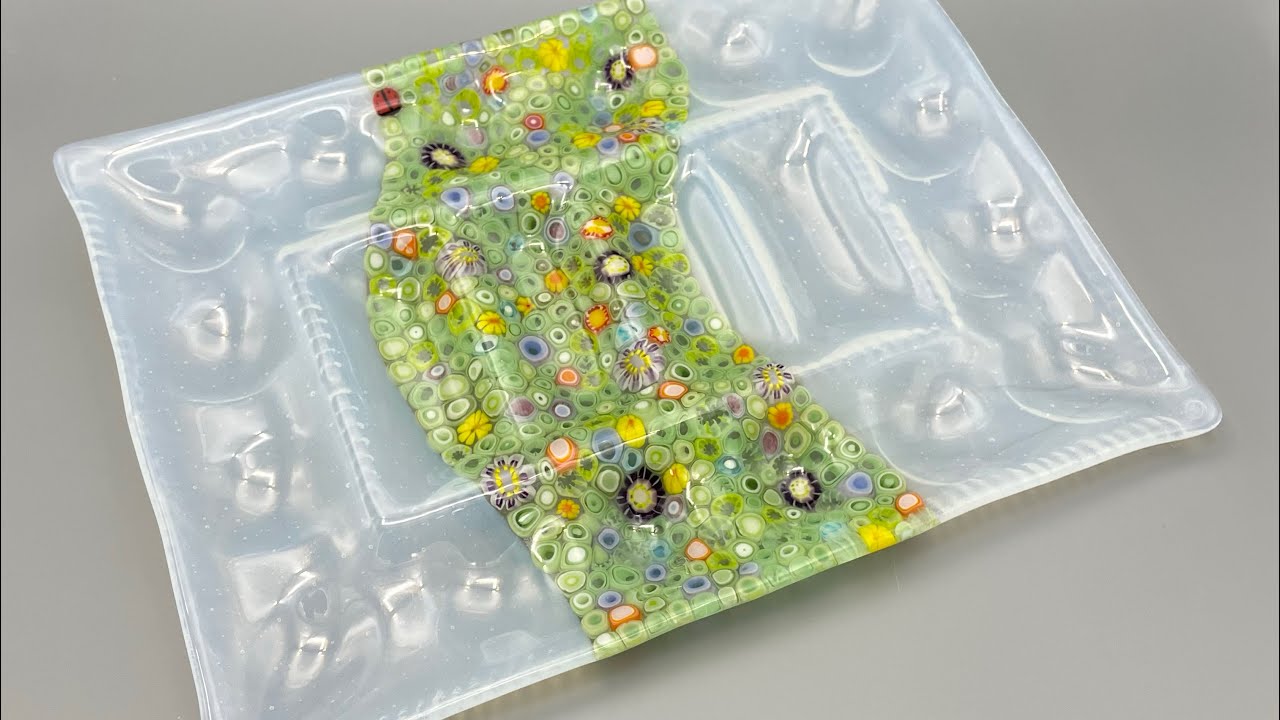 Fused Glass Deviled Egg Tray with Field of Murrini