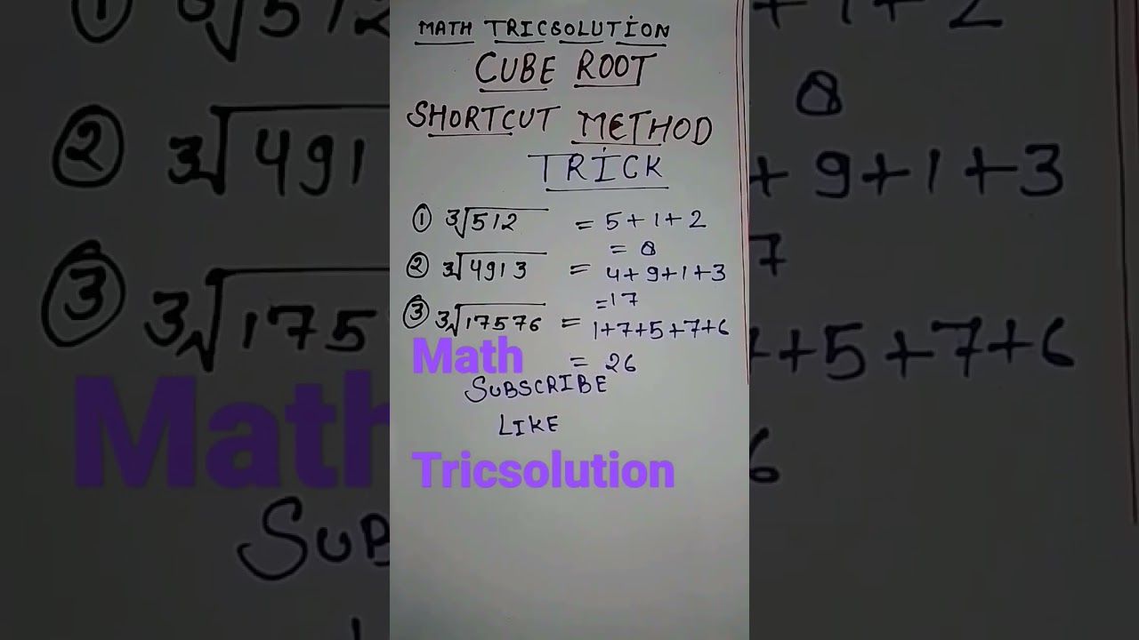 Cube root / Shortcut Method # tricks # Math Tricsolution