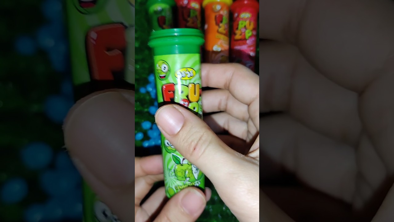 Green 🍏 Fru zip candy unwrapping 