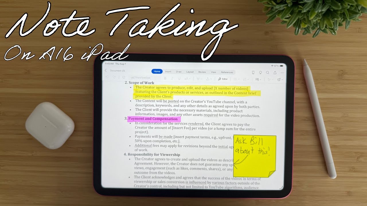 Note Taking on the 2025 A16 iPad! Apps and the Paperlike Screen Protector!