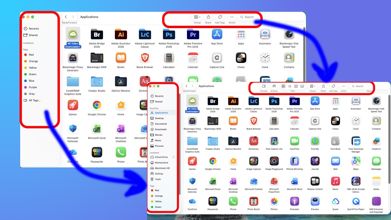 របៀប Show ToolBar MacBook and Sidebar