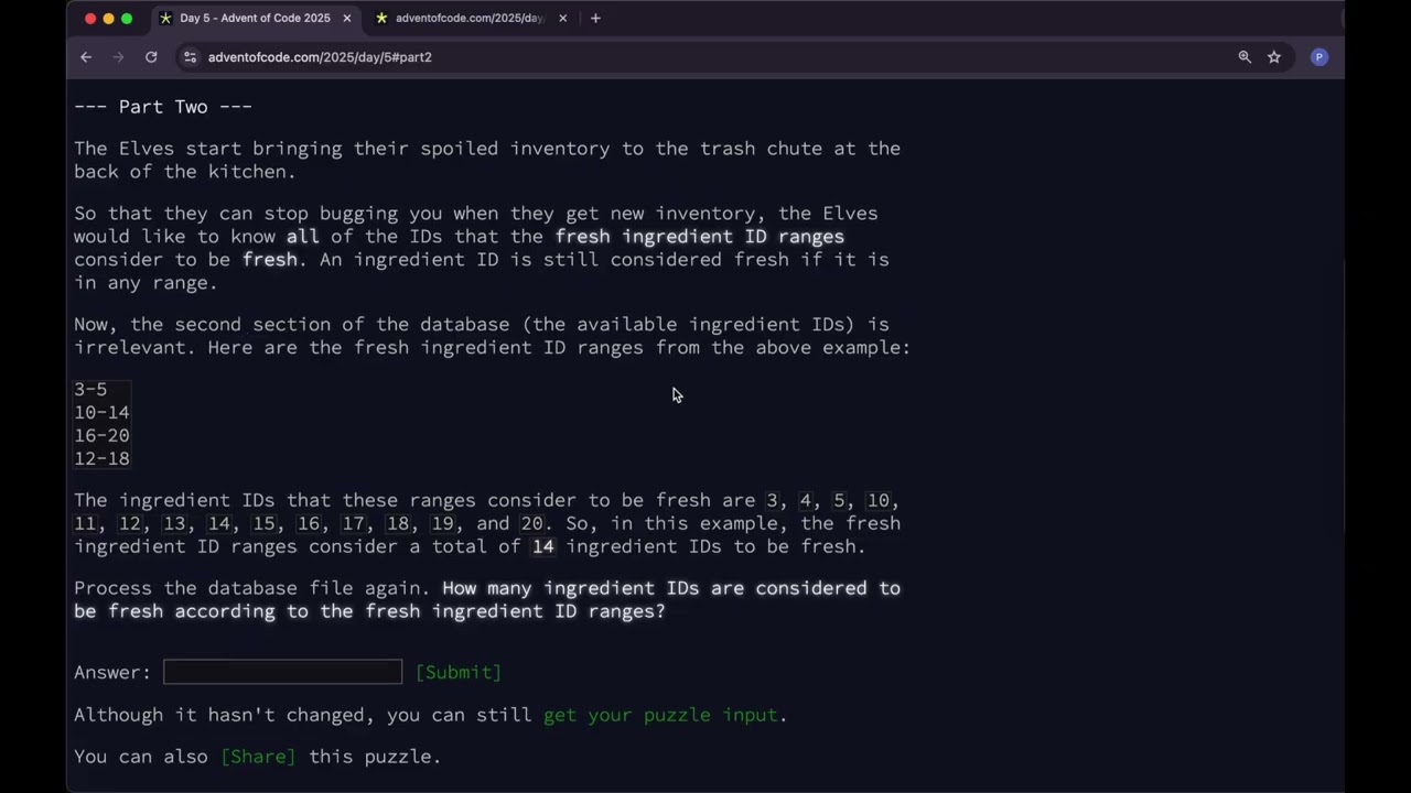 Advent of Code 2025 Day 5