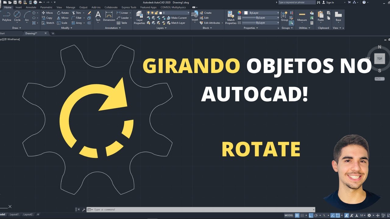 COMO ROTACIONAR NO AUTOCAD? [Rotate]