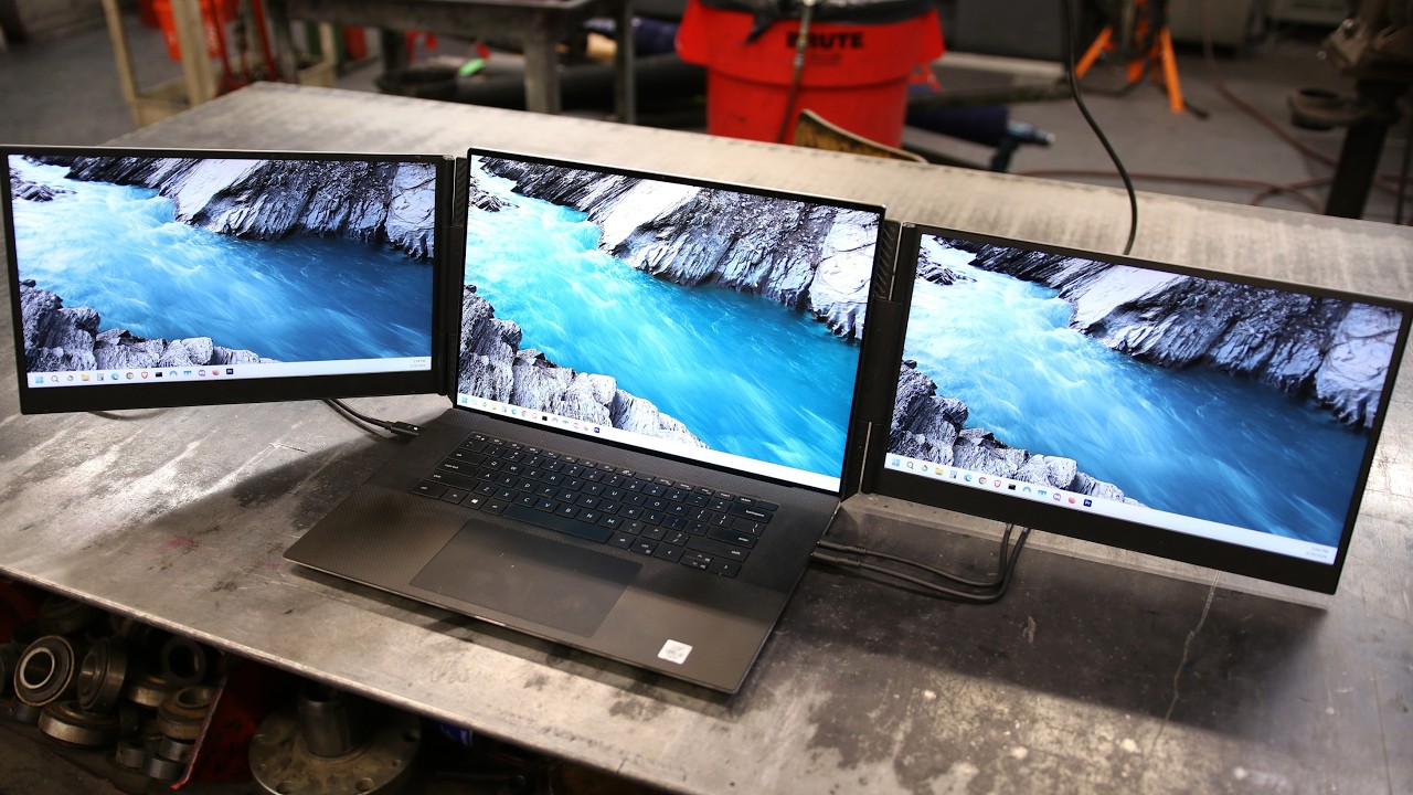 domyfan 15,6-calowy przedłużacz ekranu laptopa, potr&oacute;jny przenośny monitor z ultracienkim wyświet...