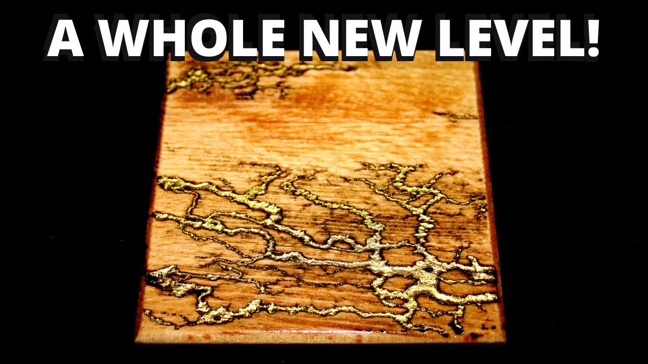 Gold Inlay on Lichtenberg Fractal Burned Coasters