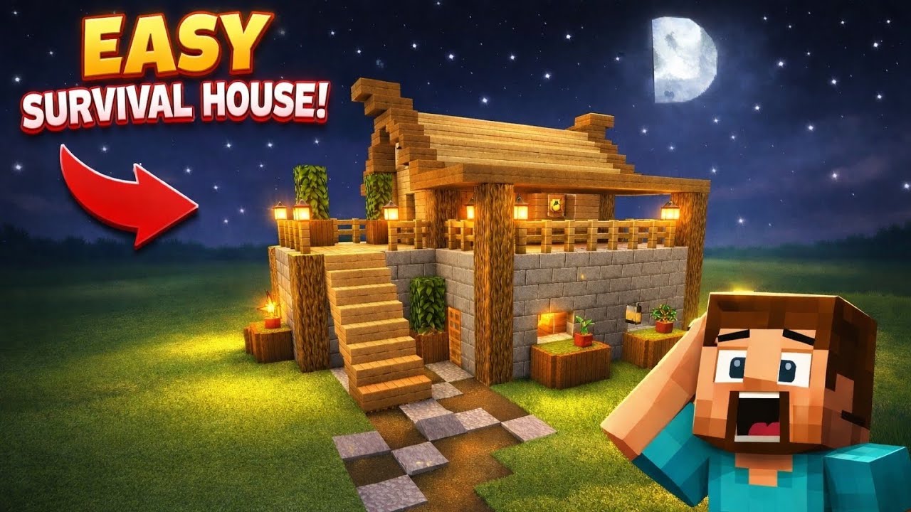 Easy SURVIVAL HOUSE! 🏠 #minecraft 