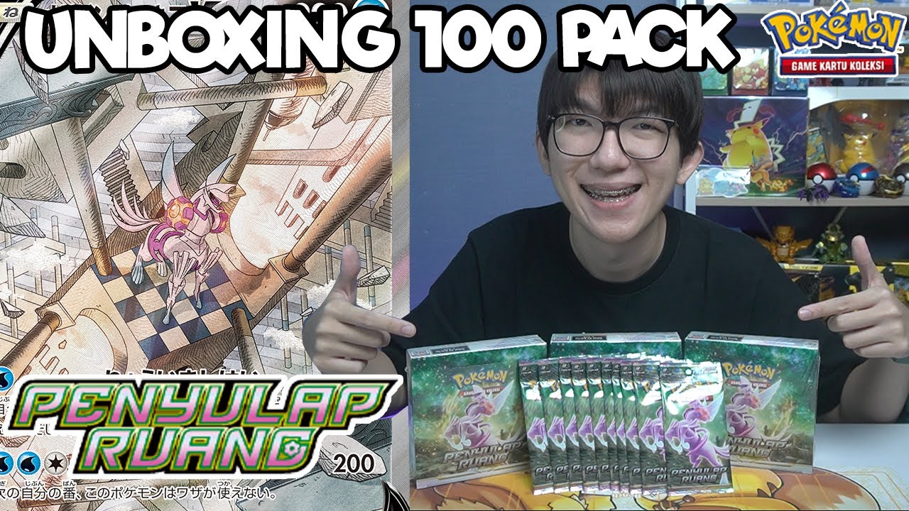 SUPER HOKIIII!!! UNBOXING 100 PACK PENYULAP RUANG - Kartu Pokemon Indonesia
