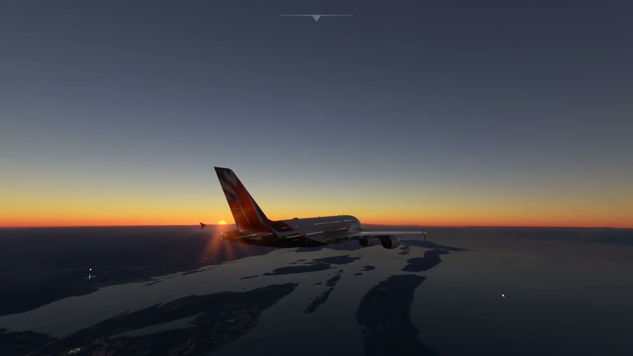 A380 Sunset Landing in Vancouver. Flight Simulator