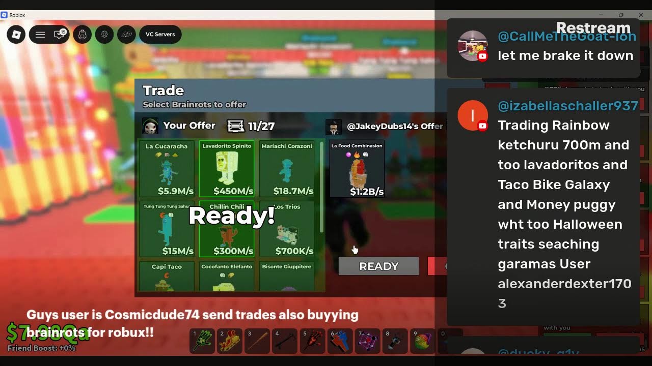 🔴Live🔴 Steal A Brainrot SELLLING/TRADING/DUELS BRAINROTS LF: DRAGONS/ GINGER GERATS/ GRAMAS