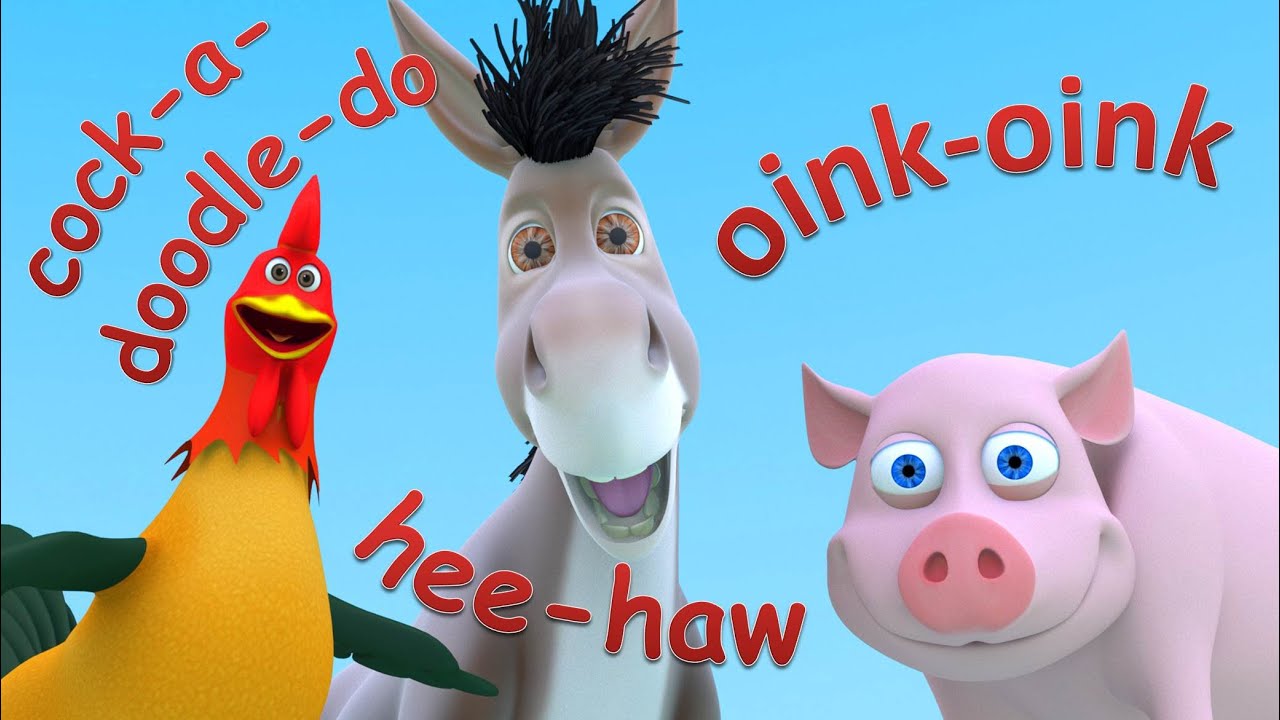 Farm animals for kids. Animal sounds song. Cartoons for children toddlers babies. Learn English