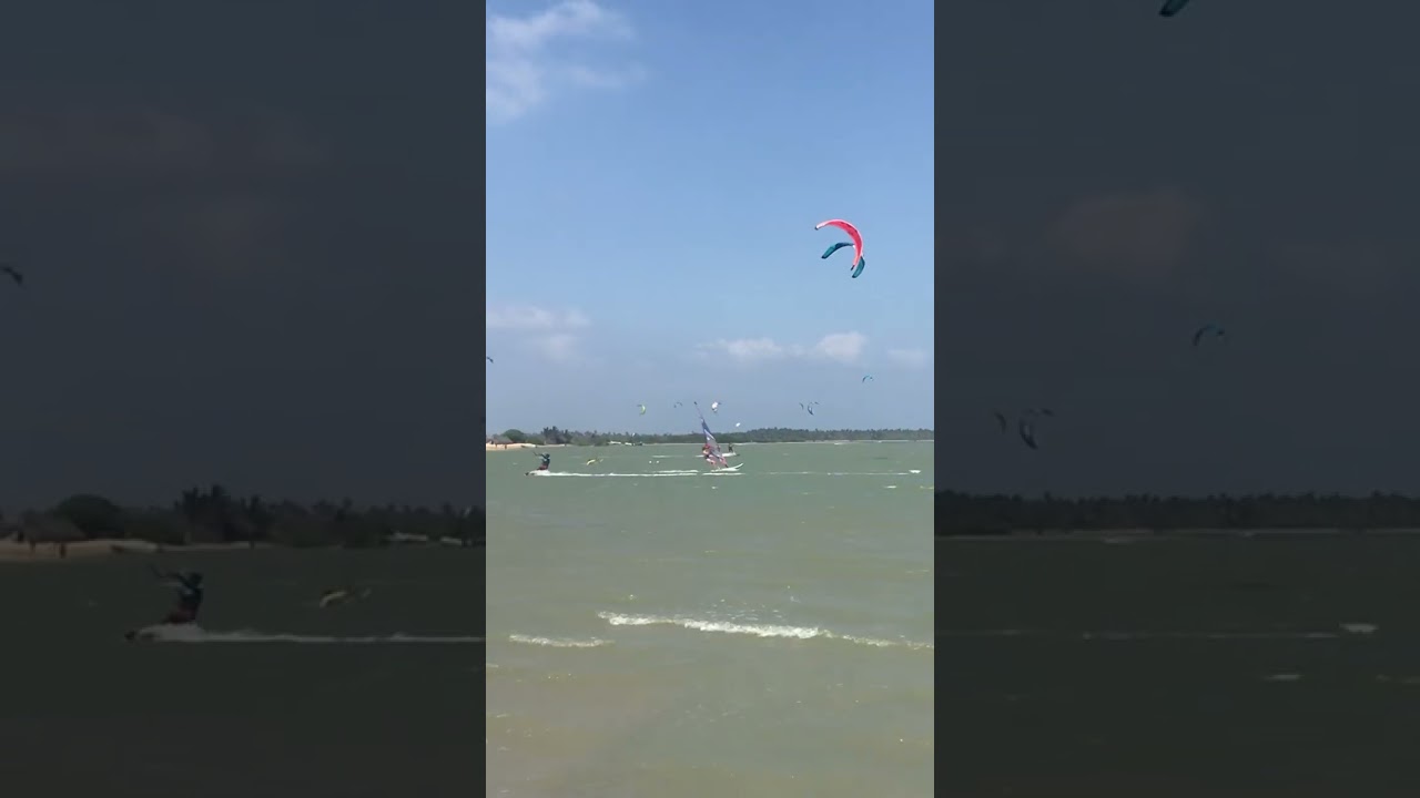 Kite surfing at Kudawa Beach Kalpitiya Sri Lanka.