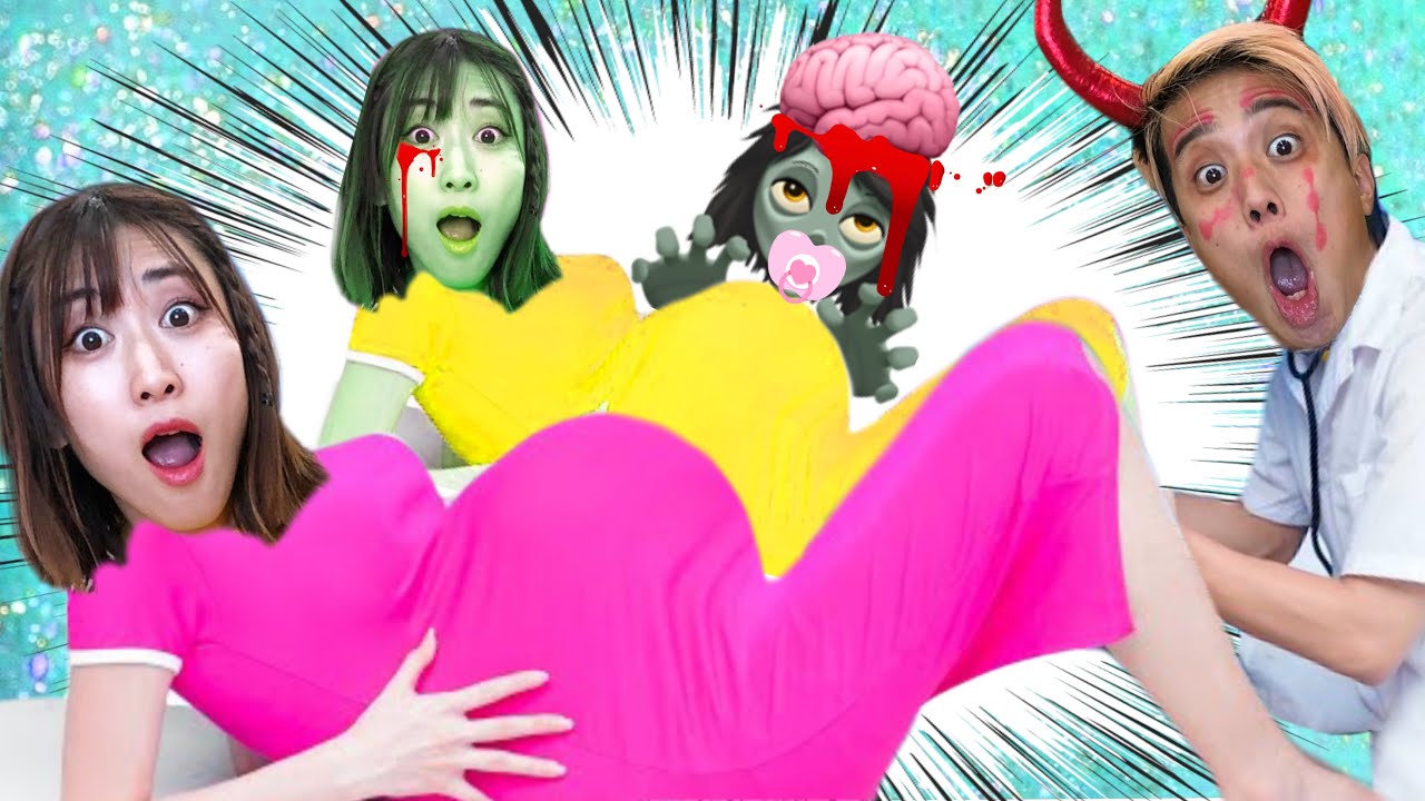 【24時間】ゾンビの赤ちゃん生まれる生活！おもしろ妊婦さんチャレンジ💕I am Pregnant! Funny Pregnancy Situations with ZOMBIE BABY