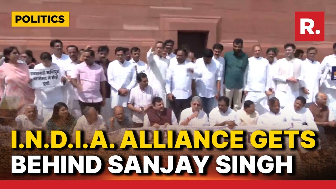 First Show Of I.N.D.I.A Alliance At Parliament: Parties Protest Sanjay Singh's Suspension