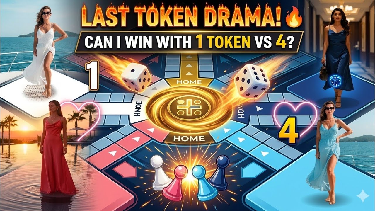 LAST TOKEN DRAMA 🔥 Can I Win with 1 Token vs 4? #ludo​ #gaming​ #video​ #shorts​ #viral​ #trending​