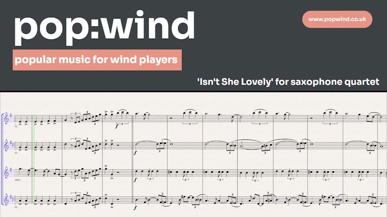 Isn't She Lovely - Stevie Wonder (for saxophone quartet)