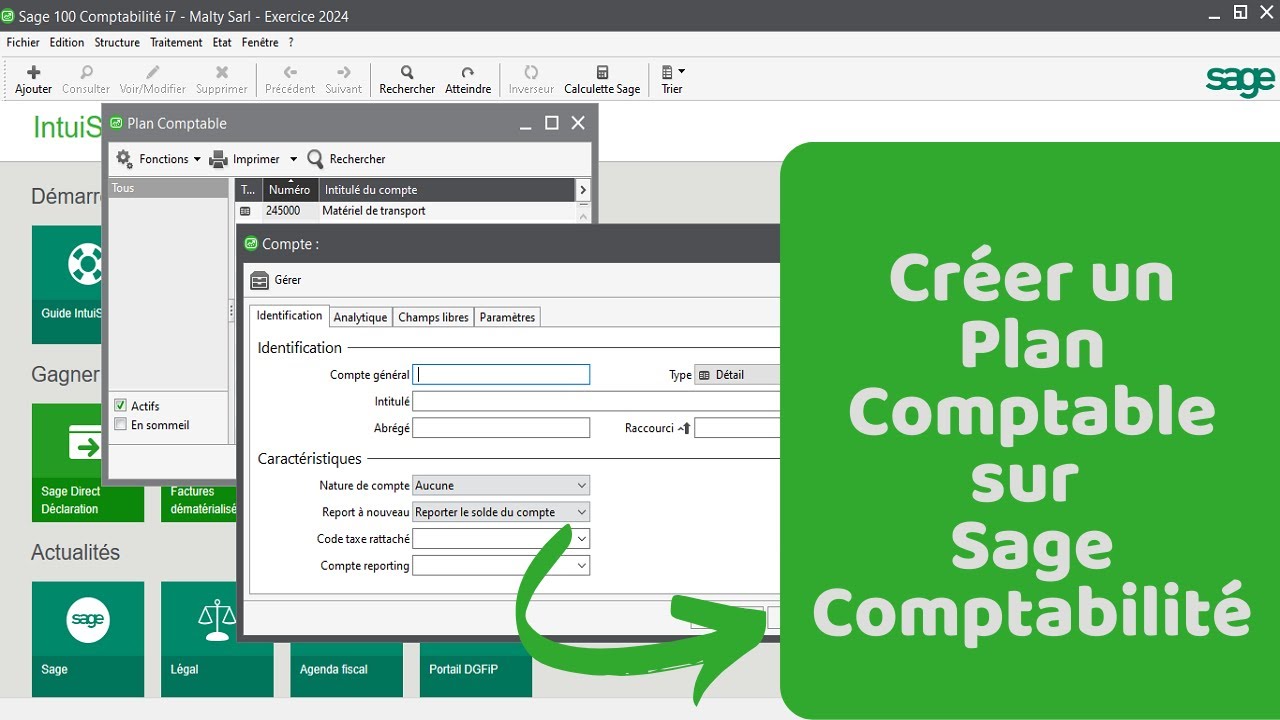 SAGE Comptabilité: Création d'un plan Comptable