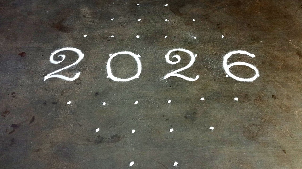 Newyear 2026 special kolam🌹8*2*2 Beautiful rangoli 🌹 newyear muggulu designs 🌹 creative rangoli