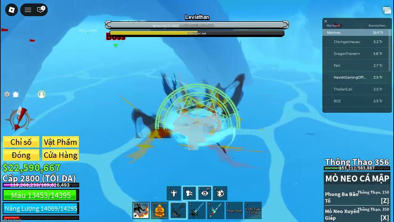 đánh bại leviathan trong blox fruit