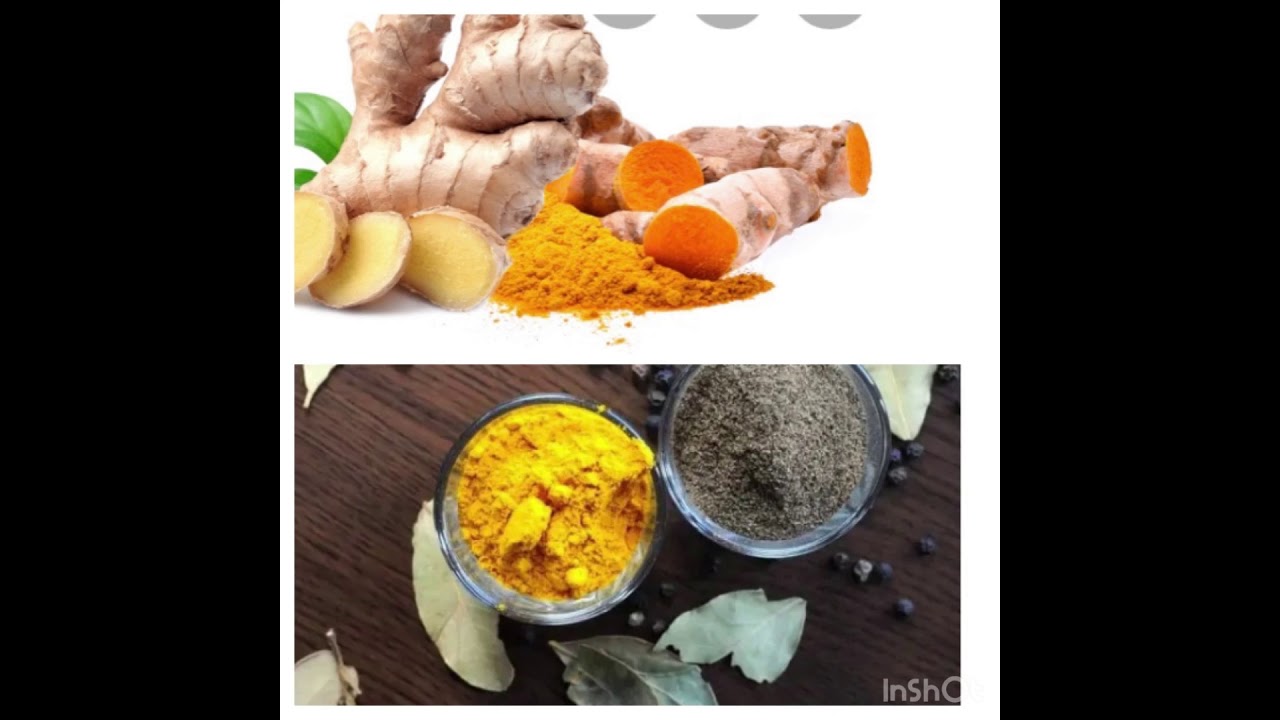 Curcuma, gingembre, poivre noir et piment en poudre