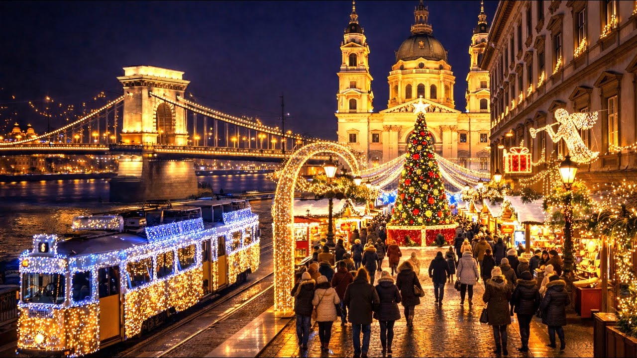 Очаровательная иллюминация Нового года 2026 в Европе! 🎄Вы НИКОГДА не видели Будапешт таким!
