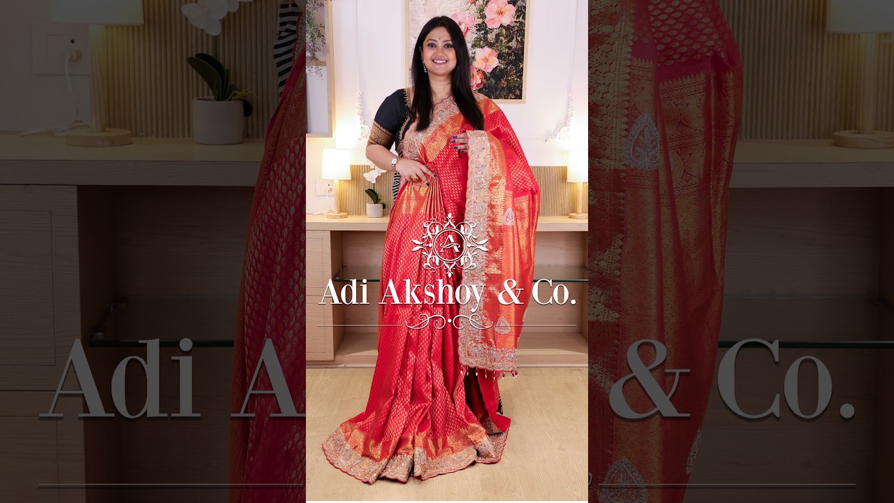 Bridal Reception Special ✨ Premium Zardosi Kanjivaram Saree by Adi Akshoy & Co #adiakshoyandco