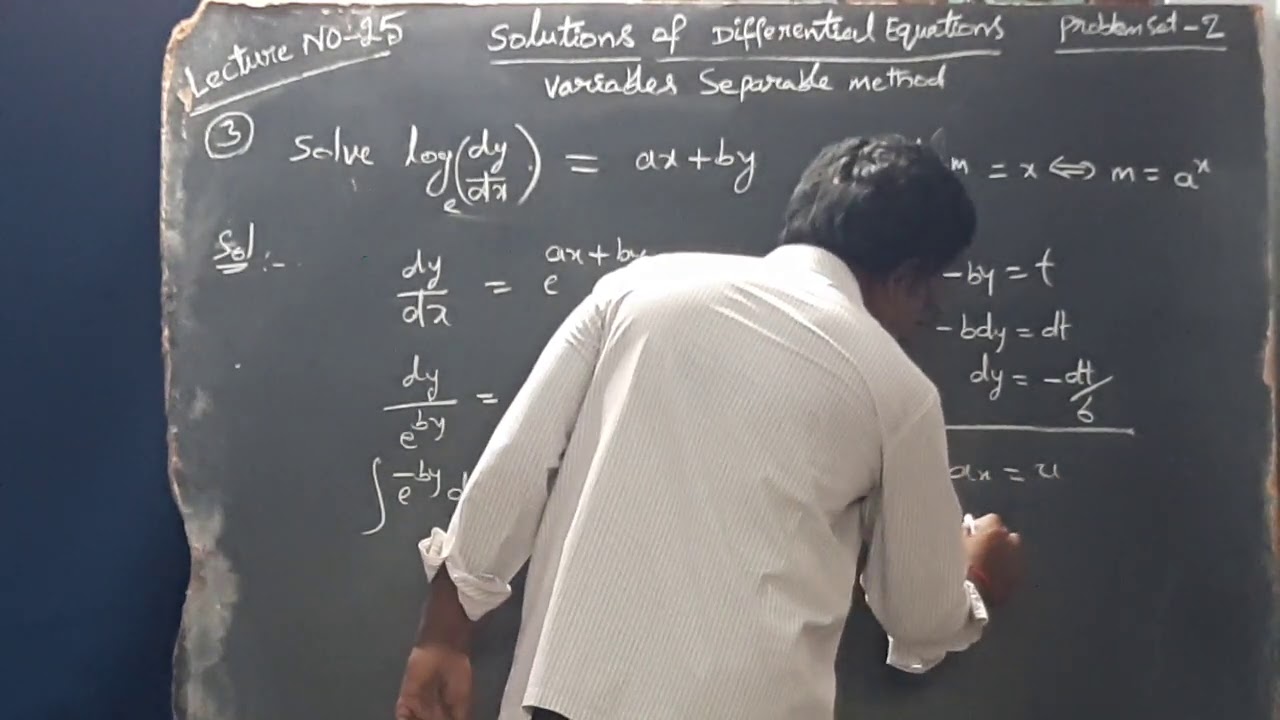 Solve the D.E.   :: log(dy/dx) = ax+by