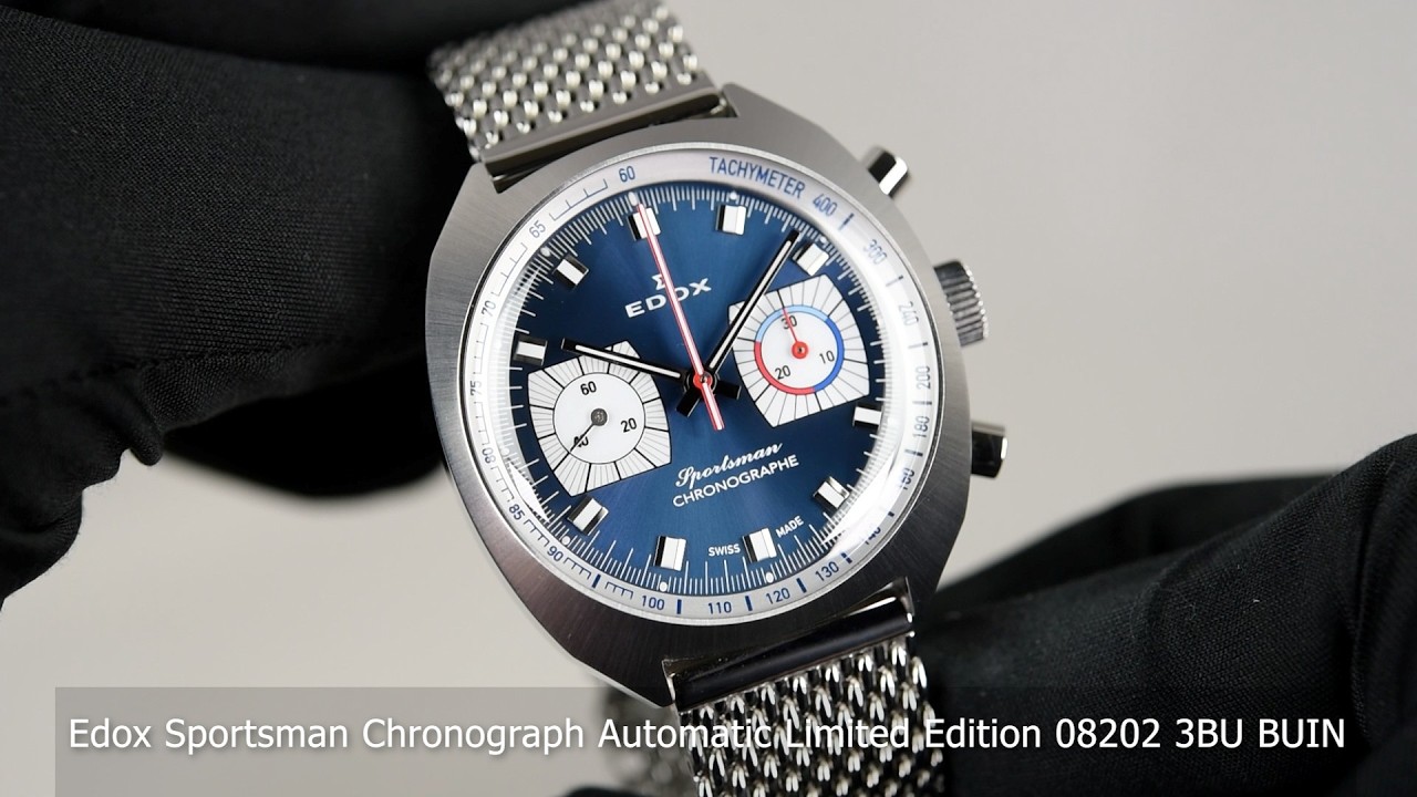 Edox Sportsman Chronograph Automatic Limited Edition 08202 3BU BUIN (Pre-owned)