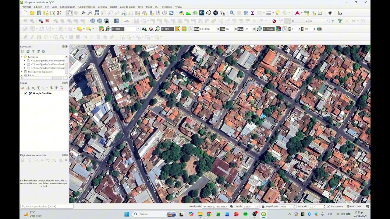 Mapa base con el complemento QuickMapServices en QGIS.