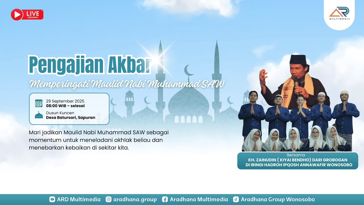 🔴 LIVE | Pengajian  Maulid Nabi Muhammad SAW 2025 | KH. Zainudin & Hadroh IPQOSH ANNAWAFIR Wonosobo