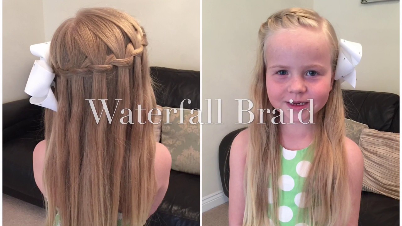 Simple Waterfall Braid Hair Tutorial by Two Little Girls Hairstyles