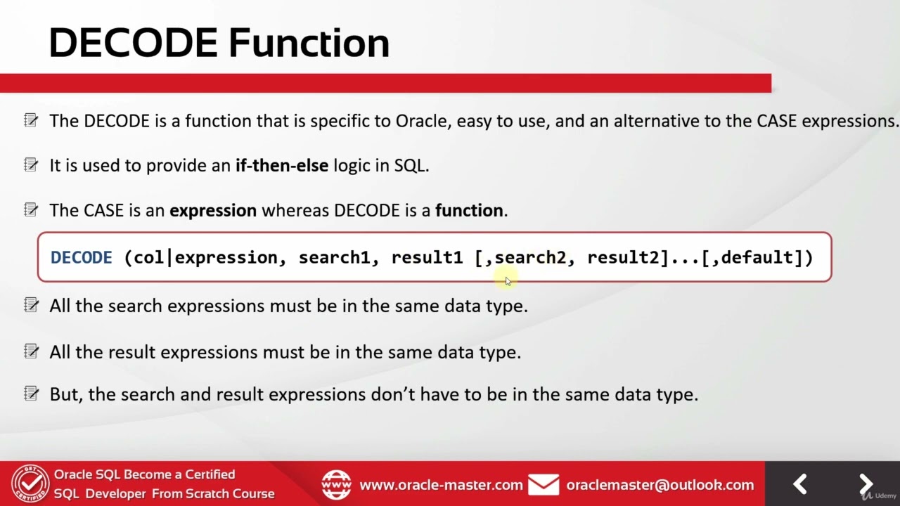 9.2 Conditional Expressions Oracle Conditional Expressions -[DECODE Function]
