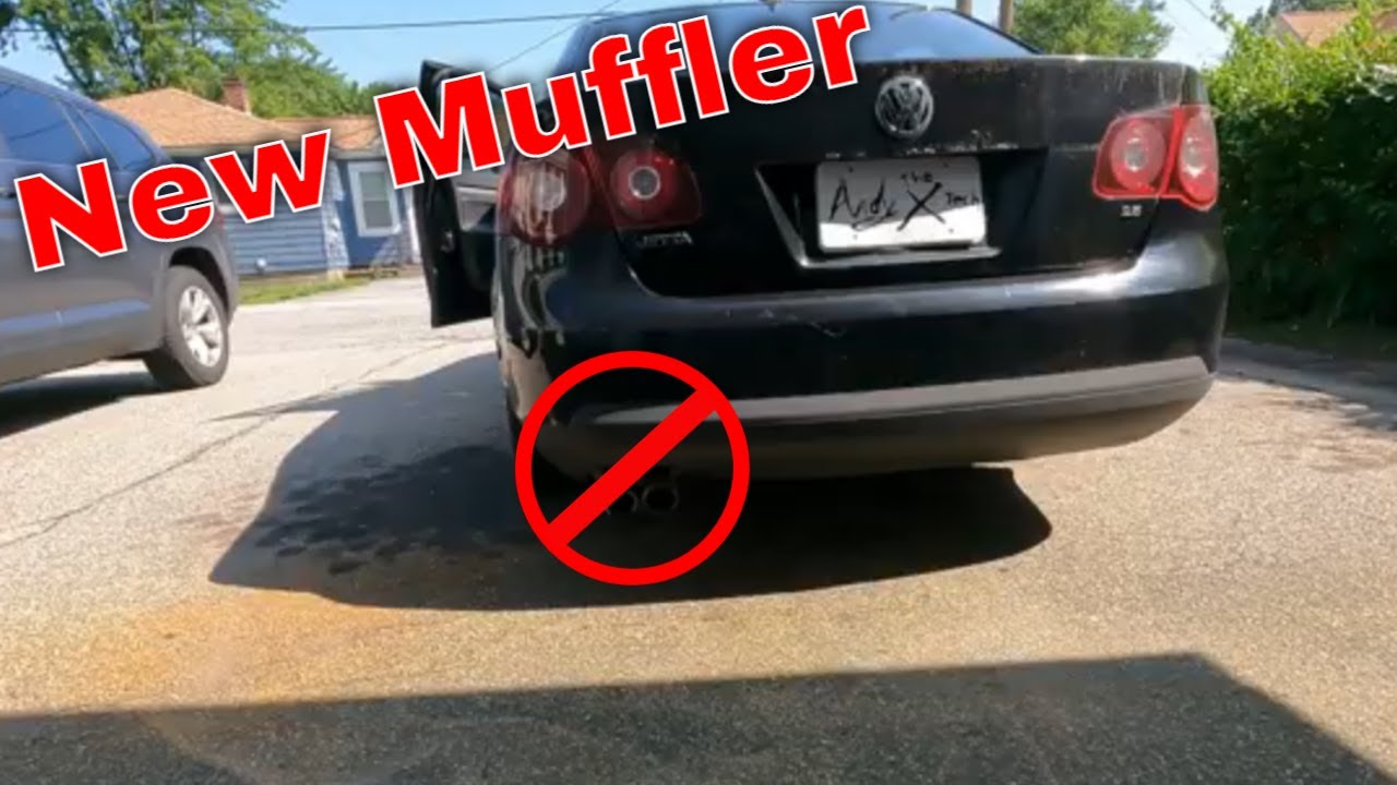 How to Replace a Muffler on a VW Jetta MK5 2.5 Exhaust System Cat Back Before and After Sound