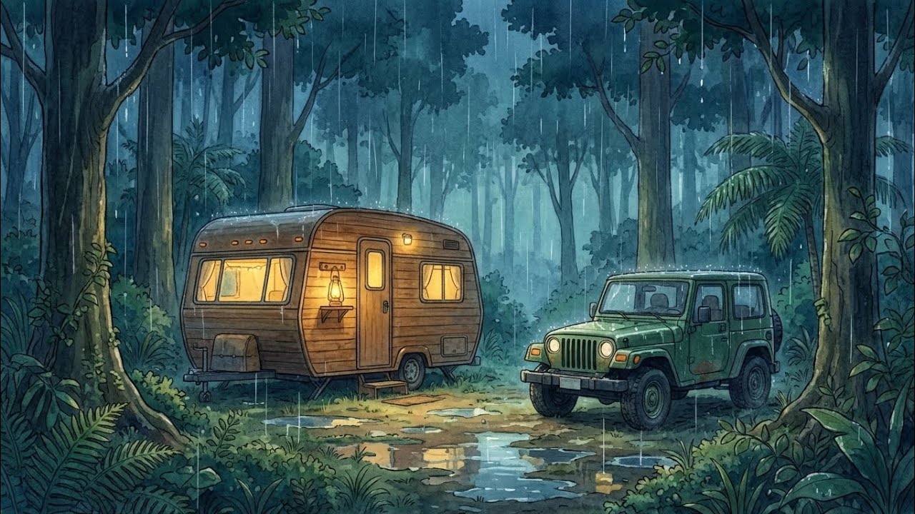 Quiet Rainy Camping Night | ليلة تخييم هادئة تحت المطر 🌧️🌿
