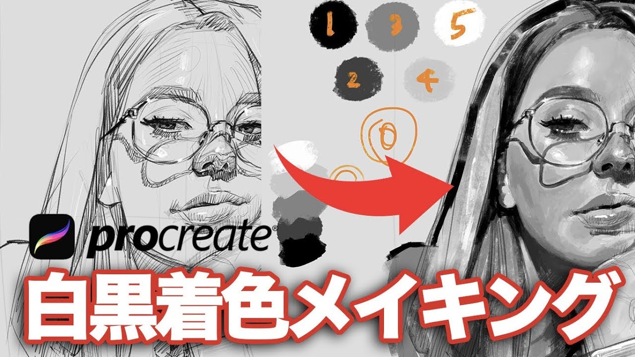 【視聴者様リクエスト】Procreate 白黒着色メイキング / 似顔絵 / 似顔絵描き方 / デジタルアート / how to draw / iPad Pro / apple pencil