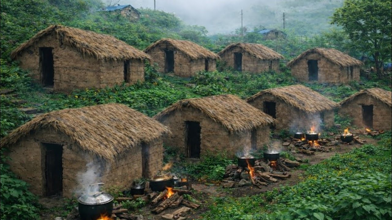 Real Nepali mountain Village Life During the Rain Most  peaceful And Relaxing Western rural Village
