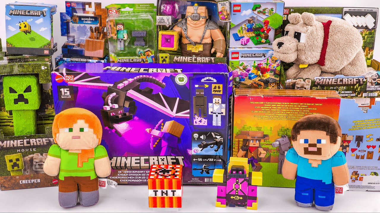 A Minecraft movie toy collection ASMR unboxing | Fireball Ghast | Alex Plush | Creeper |Ender Dragon