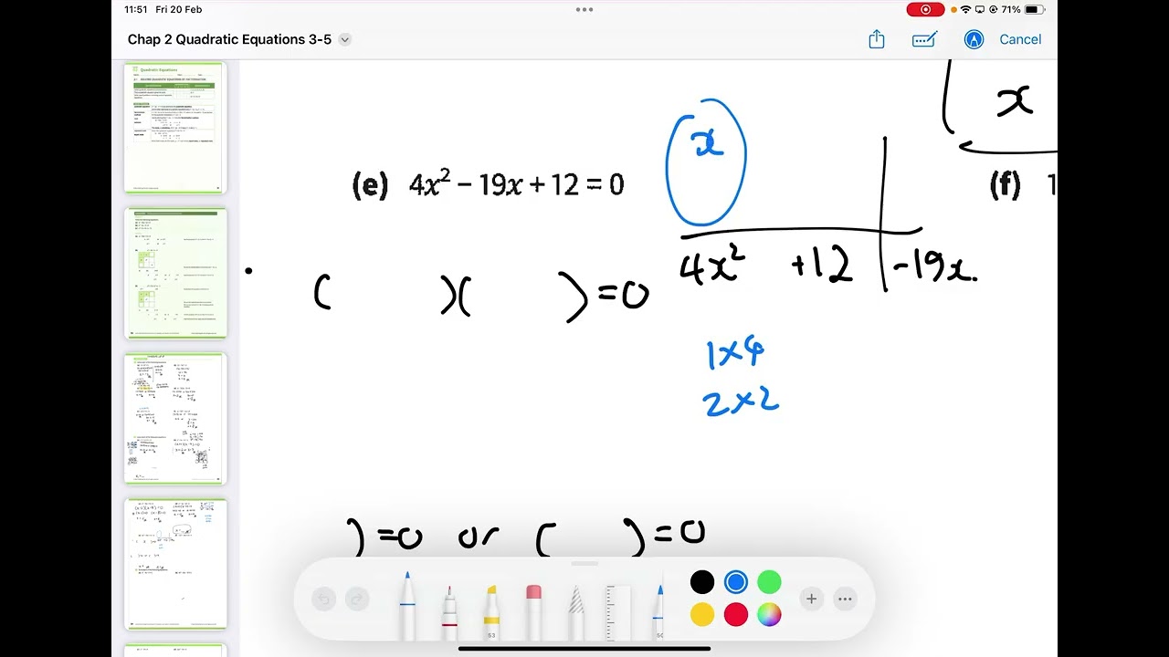 3 5 Solving Quadratic Eq through Factorisation part 2
