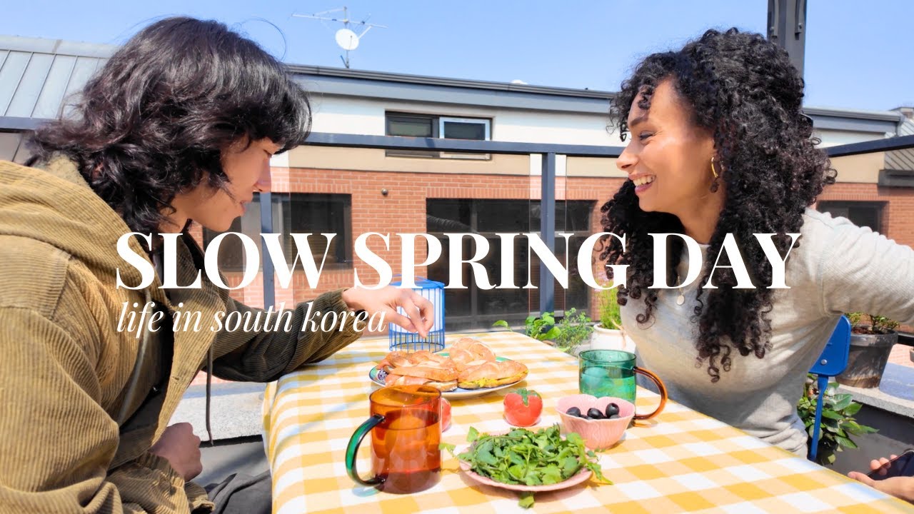 Slow Living in Korea | A Spring Day of Family, Baking & Rooftop Joy