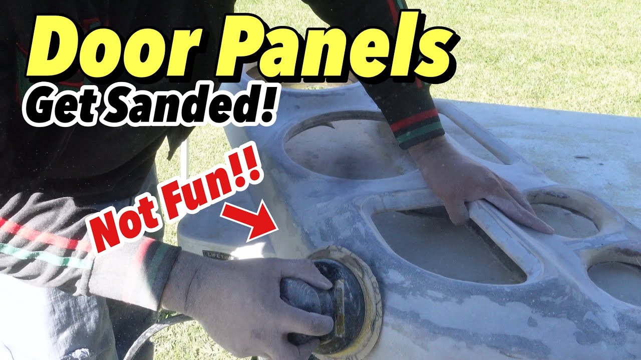 How to Sanding duraglas body filler on FIBERGLASS Door Panels!