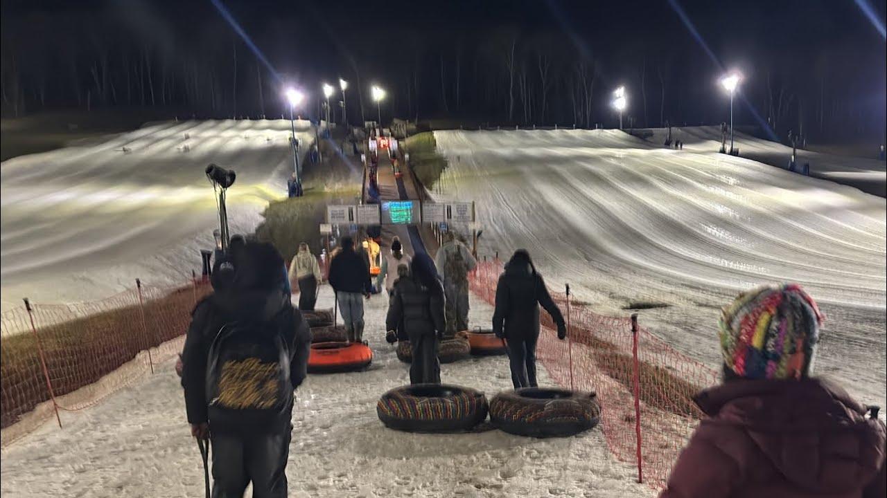they took me snow tubing at night 