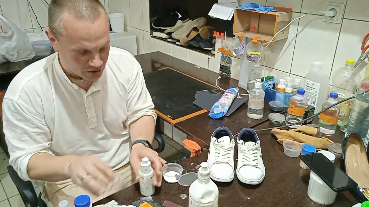 Реставрация  белых кроссовок Lacoste (в гостях у мастерской Сафьяно Спб). RANGA Live