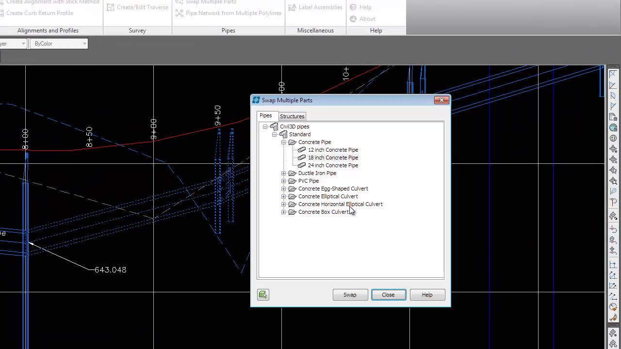 CGS Civil 3D Tools - Swap Multiple Parts