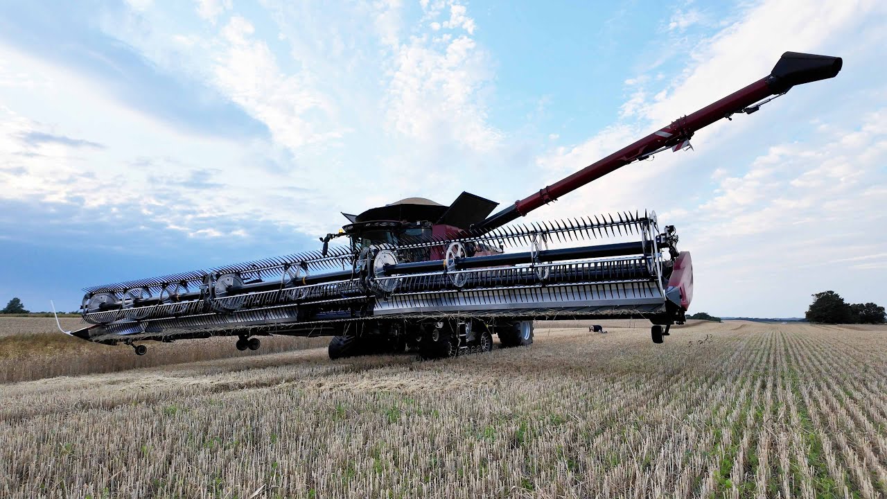 Case IH Axial-Flow 9260 w/ 50ft Wide MacDon FD250 harvesting Wheat