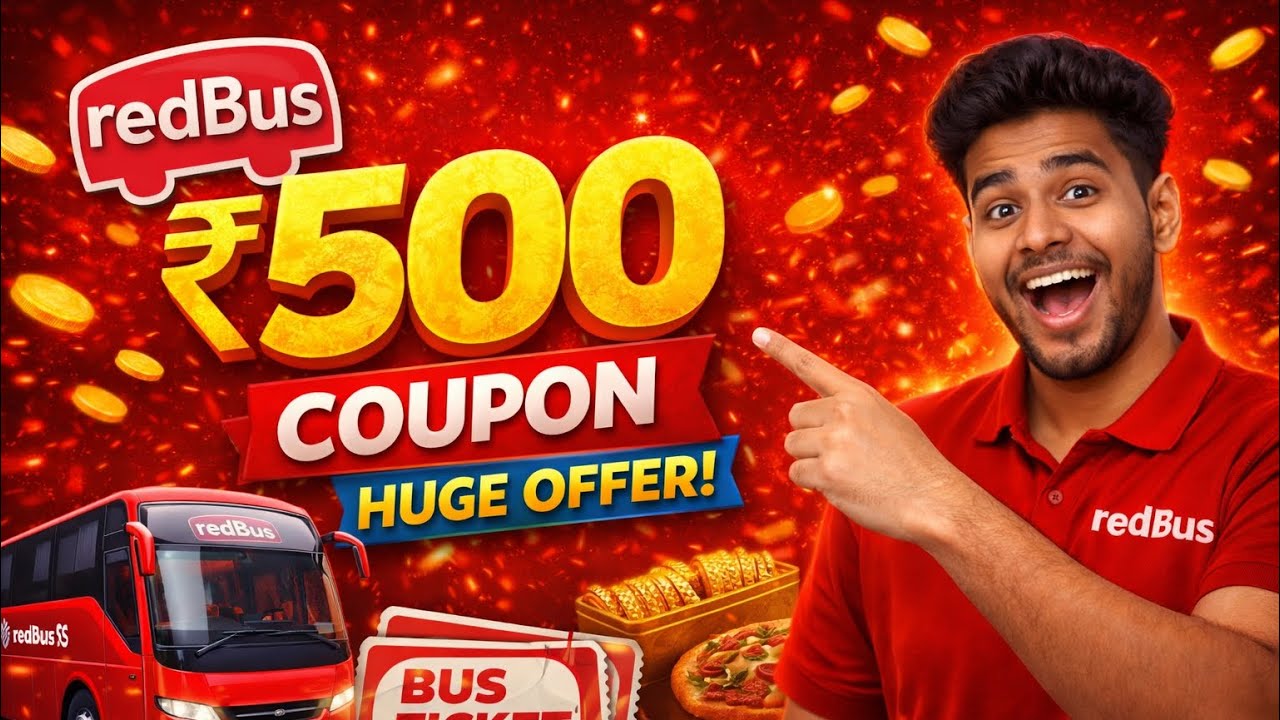 🚌 RedBus Coupon Code Today 2026 💸 | Get ₹500 OFF + Free Cashback Offers 🔥 Limited Deals 🚀