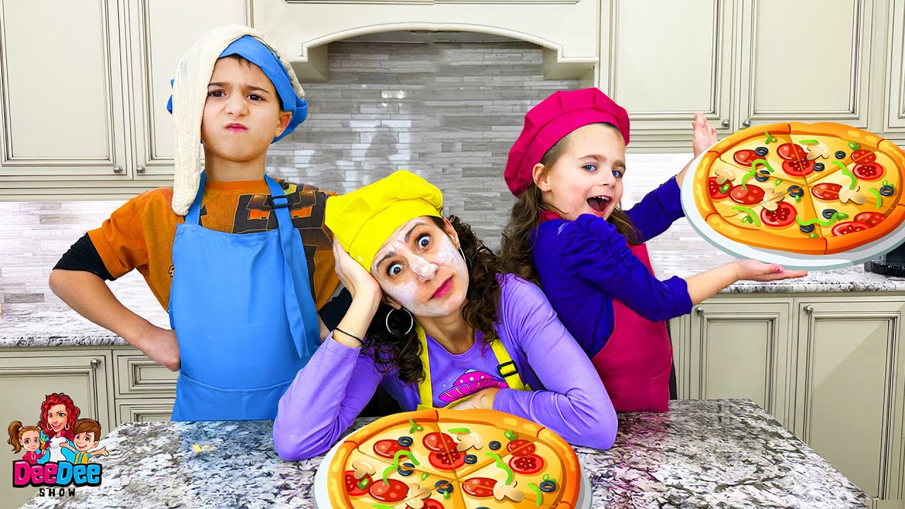 Matteo and Gabriella Teach DeeDee How to Make Pizza