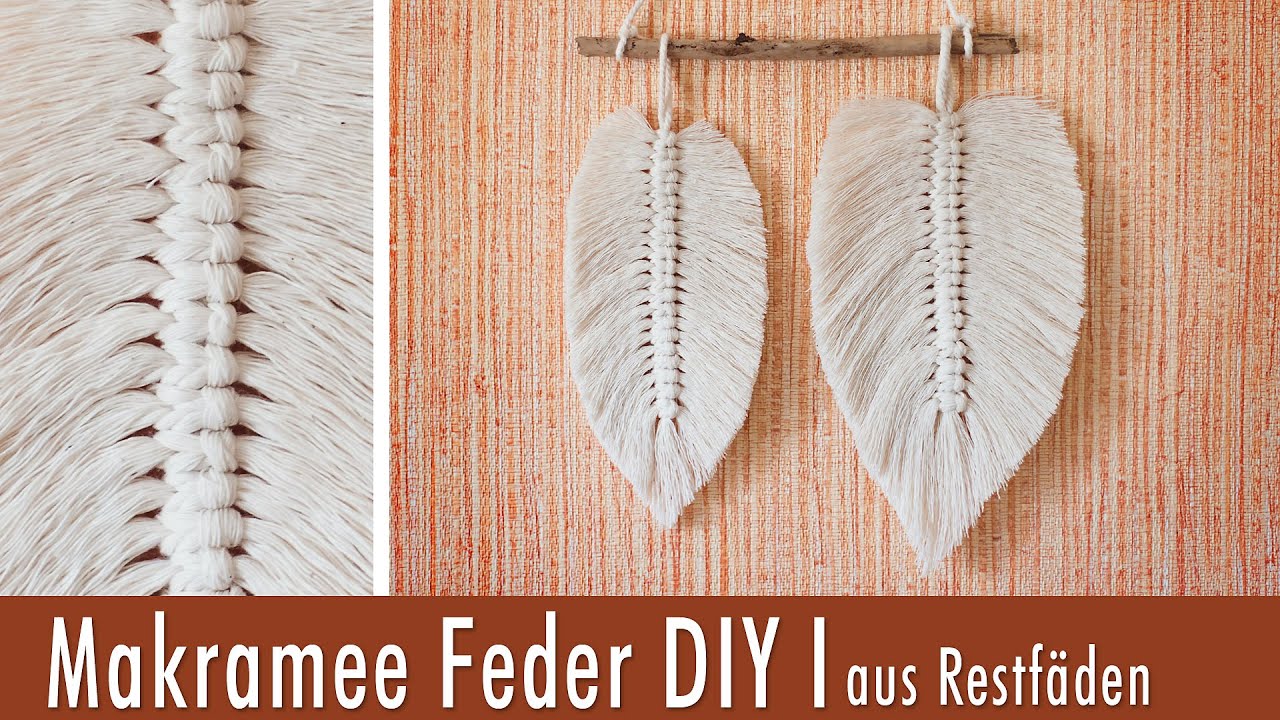 Macrame feather DIY I Quick and easy knotted from leftover threads
