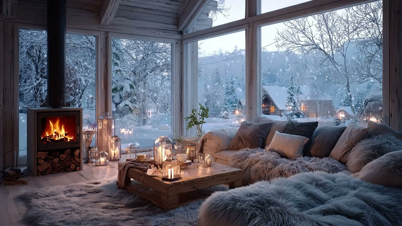 Snowfall Piano Retreat | White Floral Lounge and Cozy Fireplace (3 Hours) Study & Relax
