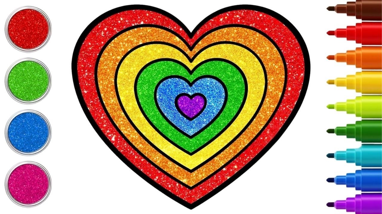 Aprenda a Desenhar um Coração de Arco-íris com Glitter 🌈 | Passo a Passo | Chiki Art Brazil