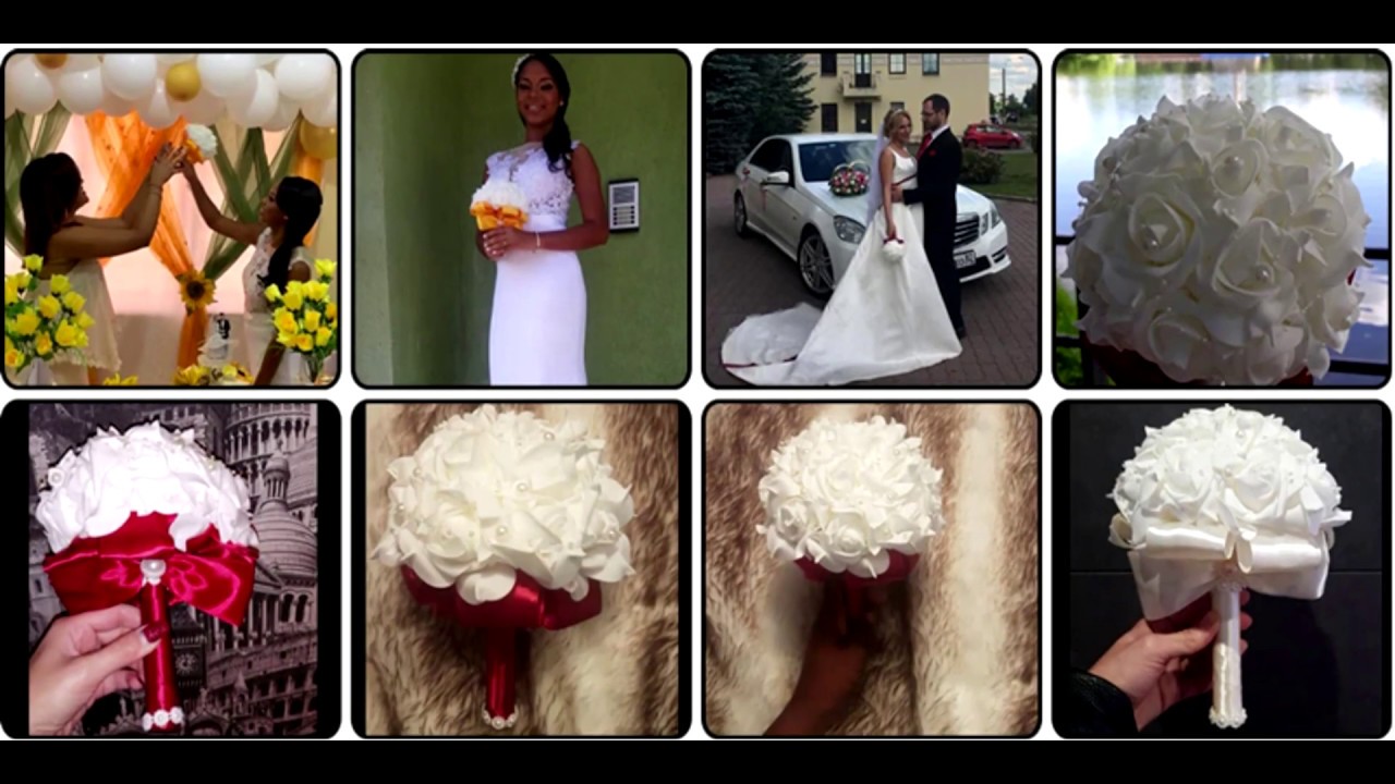 Piękny bukiet ze sztucznych białych kwiat&oacute;w Białe R&oacute;że Perły Wesele Ślub Druhna Komunia Prezent