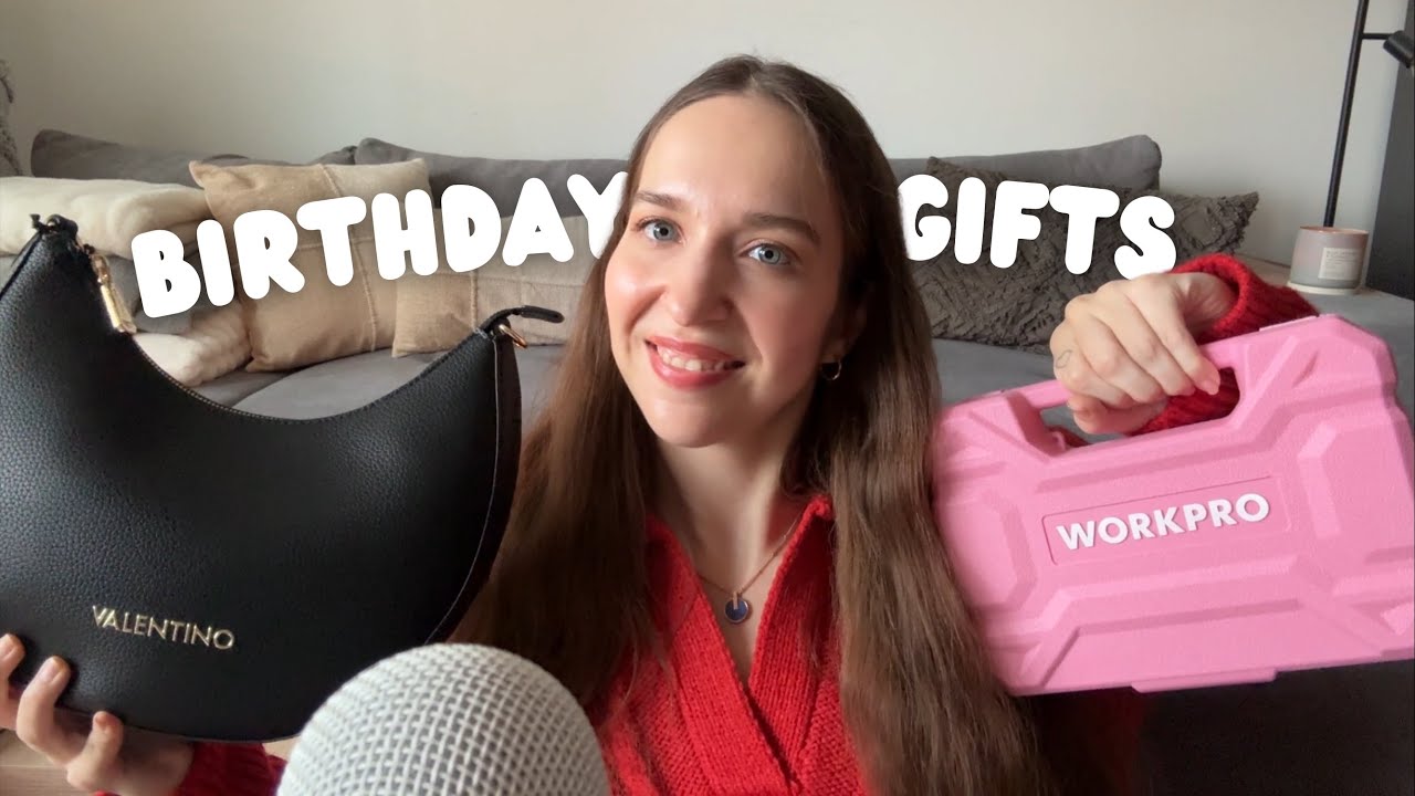 ASMR What I Got For My 28th Birthday 🎀 (Tapping, Scratching, Whisper Ramble, Leather Sounds)